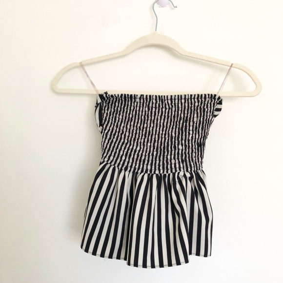 Rampage Black and White Striped Peplum Top - Picture 4 of 6